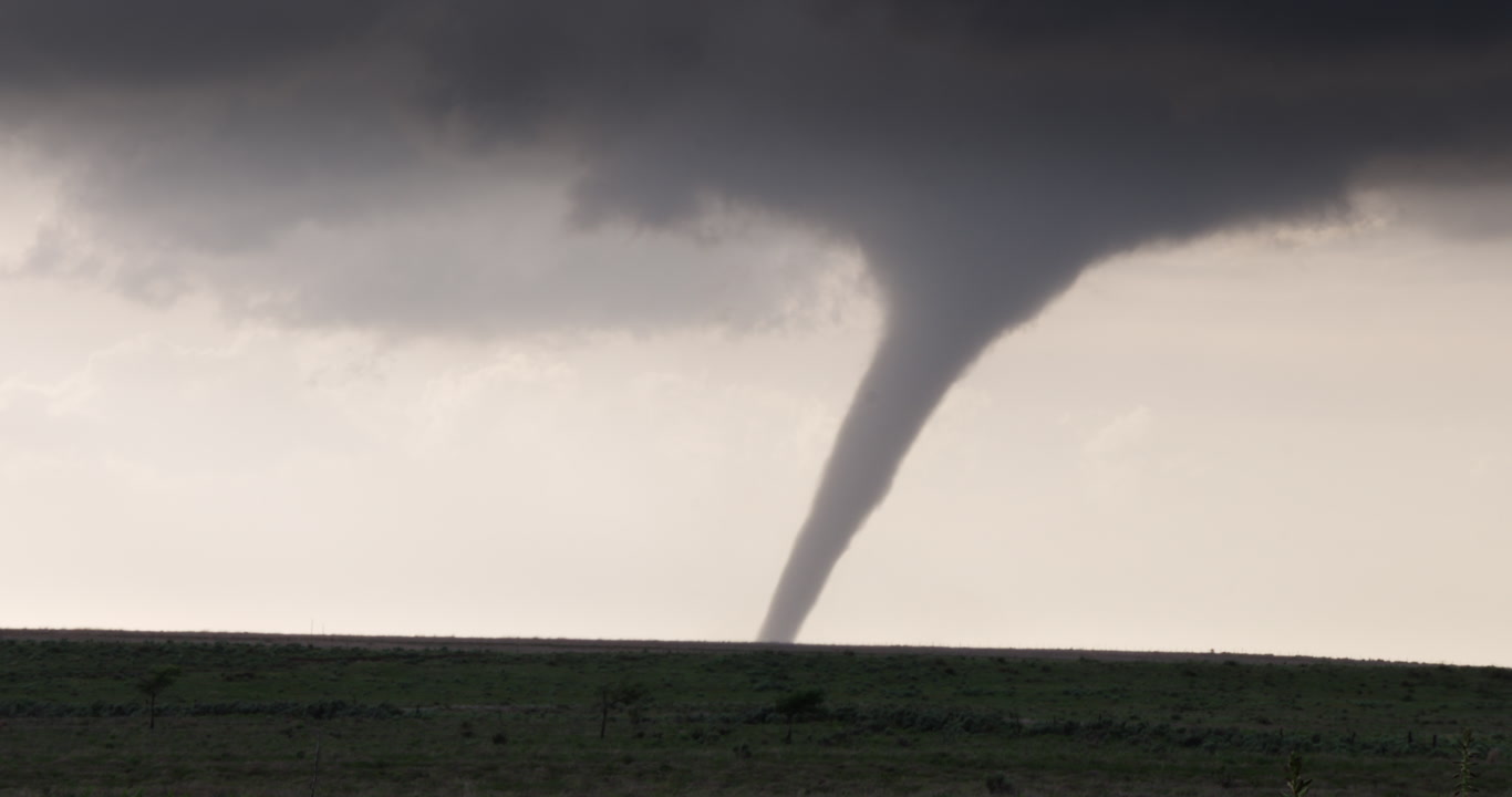 Classic tornado tracks across prairie, one minute shot, 4K