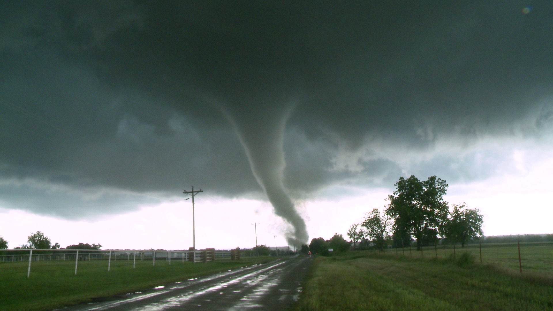 Classic tornado crosses road, Oklahoma