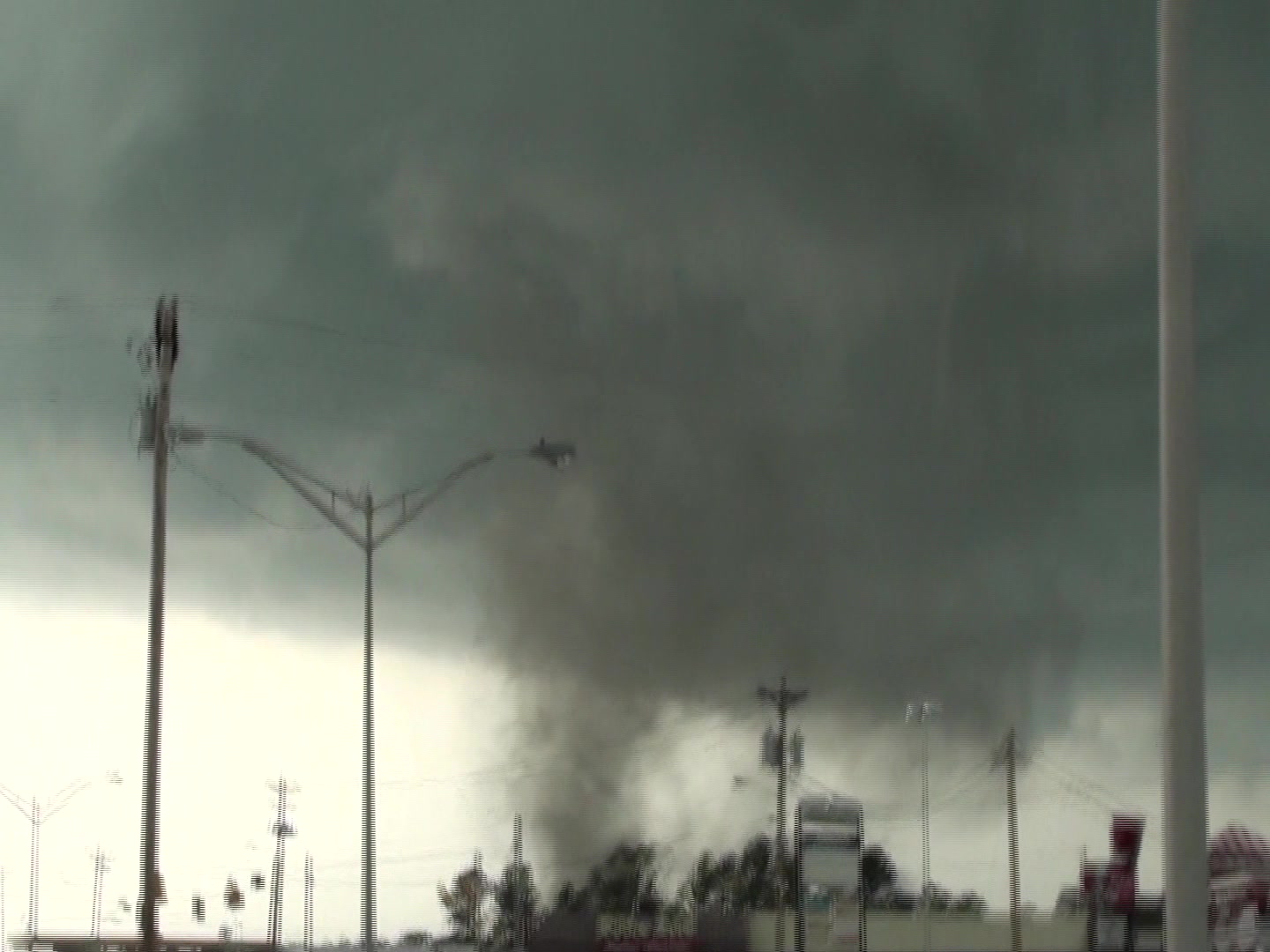 Tornado - violent tornado destroys town, flying debris