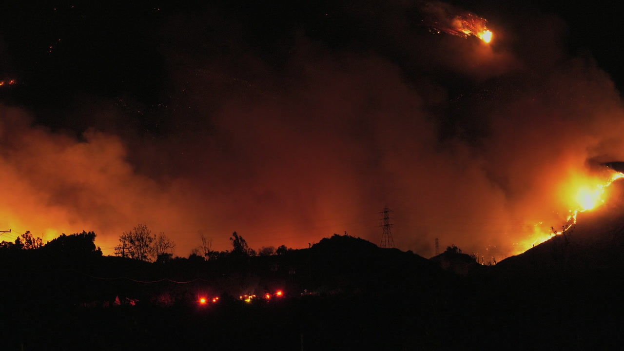 Firefighters move toward fire - The Thomas Fire, California, 2017, 4K