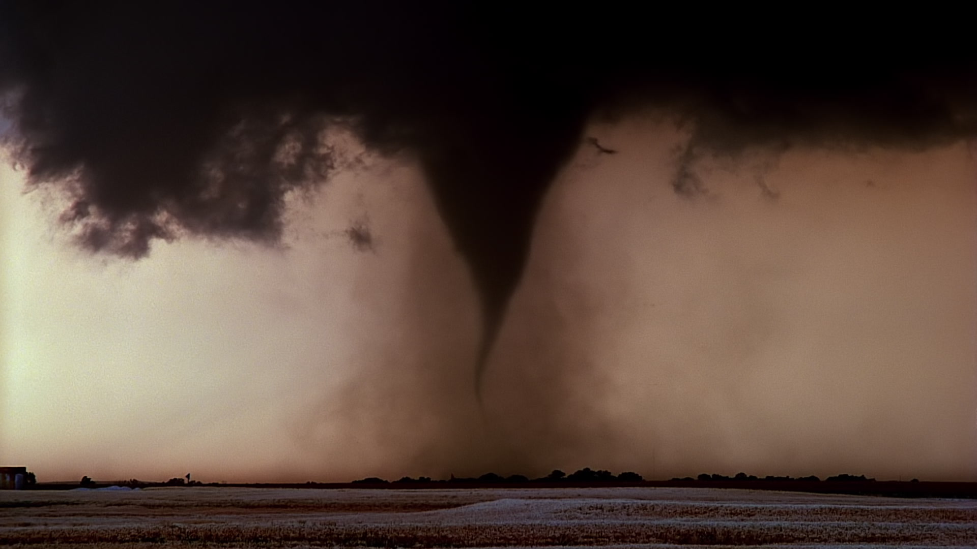 Classic tornado with lightning bolt, Harper, Kansas, 35mm film to HD 1080