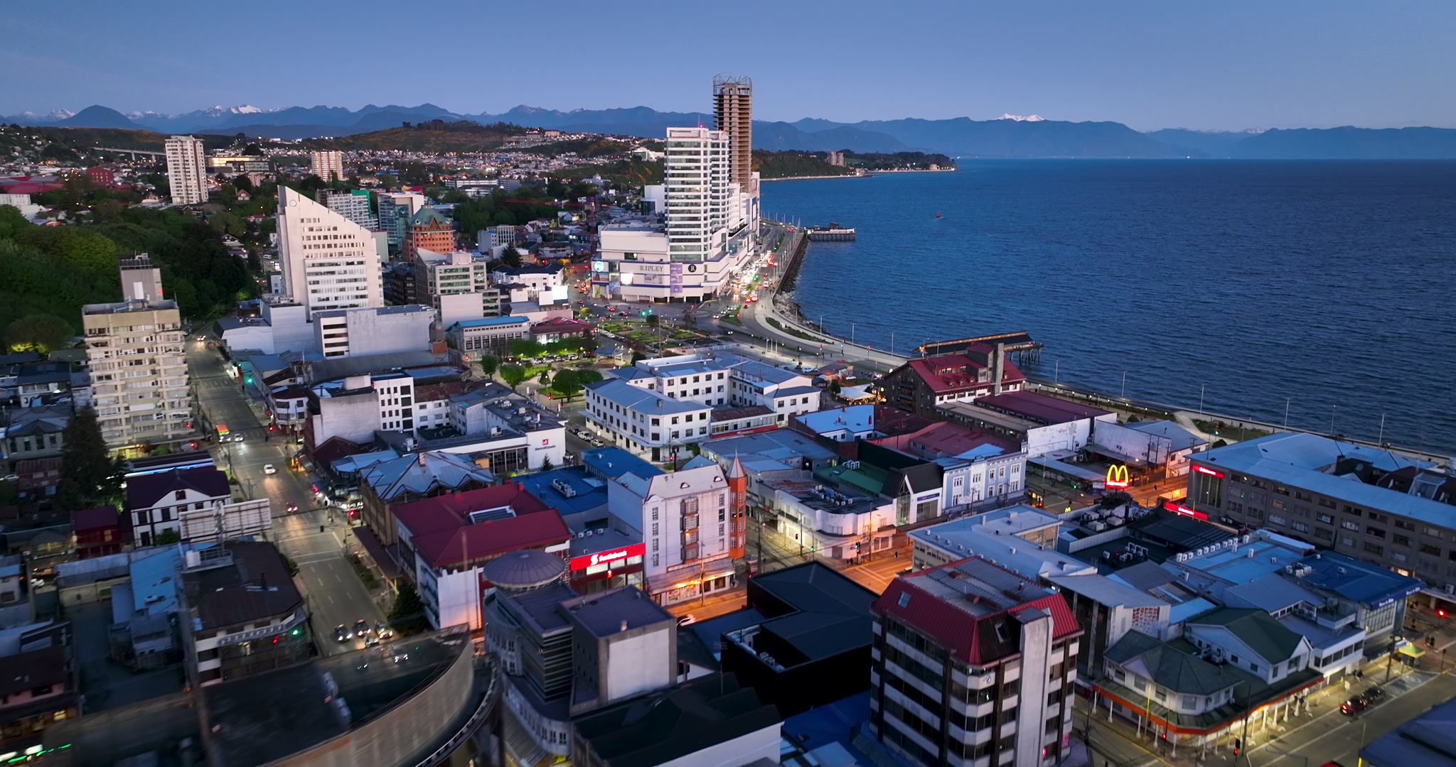 Aerial Dolly Forward City Lights Reveal