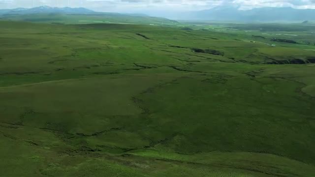 Aerial View of Rich Agricultural Plains, Iceland