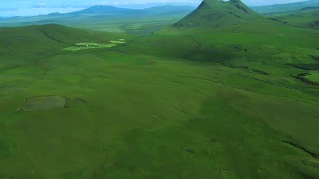 Aerial View of Dormant Volcanoes &amp; Fertile Land, Iceland