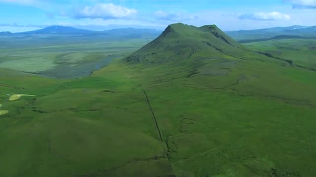 Aerial View of Dormant Volcanoes &amp; Fertile Land, Iceland