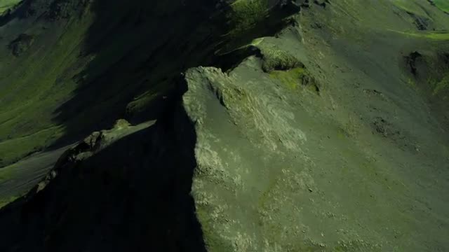 Aerial View of Rgged Volcanic Ridges, Iceland
