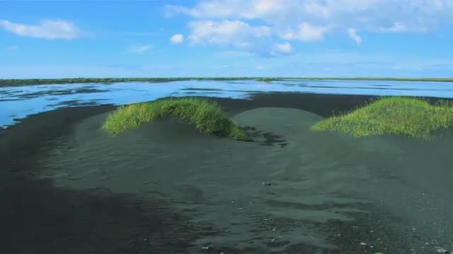 Aerial View of Fertile Growth in Volcanic Meltwater, Iceland