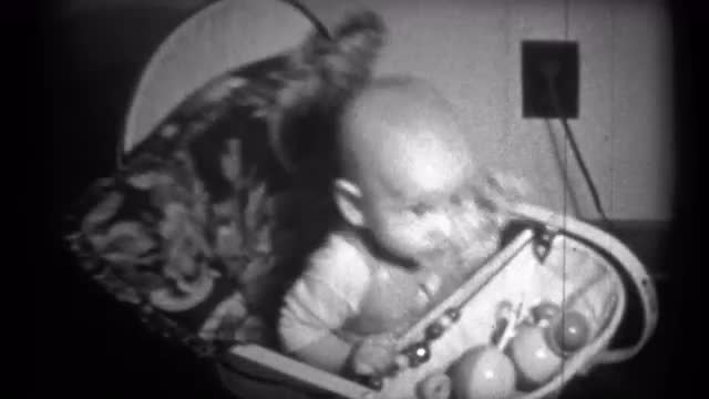 (1940's 8mm Vintage) Baby Bouncing in Chair - 3 Clips