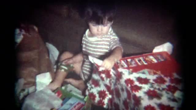 Vintage Film Christmas Morning Presents