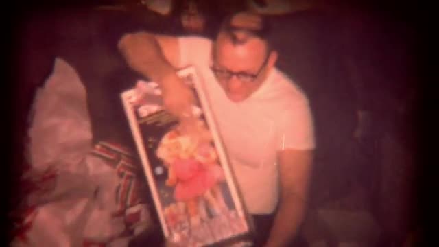 Vintage Film Christmas Morning Dad