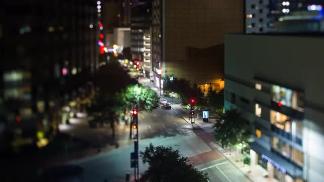 Time-lapse looking southbound on North Akard Street in Downtown Dallas, Texas.