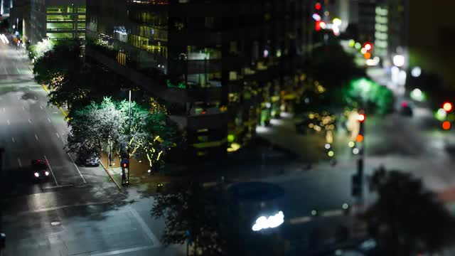 Tilt-shift time-lapse of Downtown Dallas city Streets from above. 