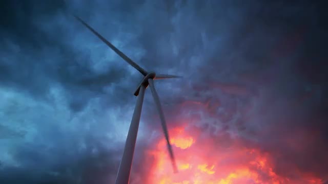 Wind turbines generating electricity.