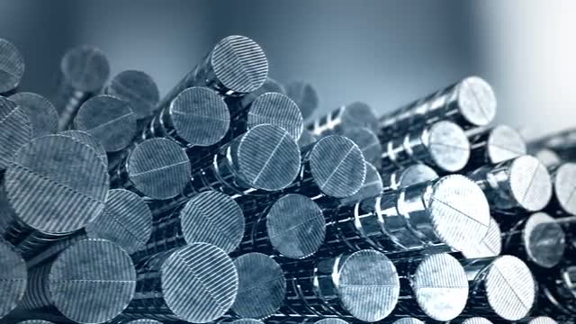 Background CG animation of steel reinforcing rods. Building working construction
