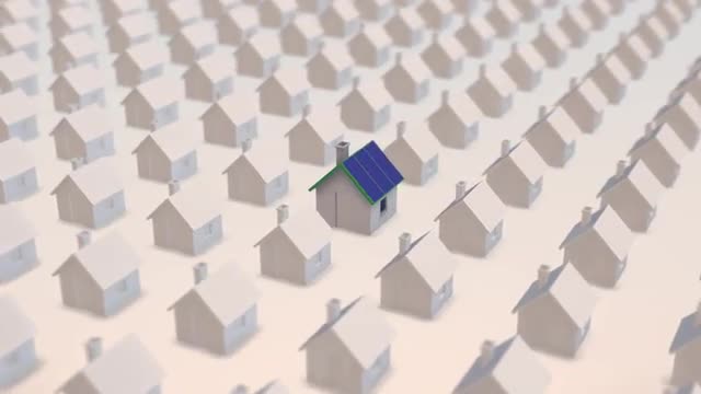 Housing development average grey eco-house solar panels