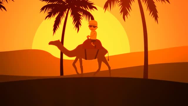 Tourist Enjoying Camel Ride. Vacations Travel