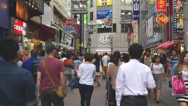 Busy Shibuya Shopping District Daytime  - Shibuya, Tokyo Japan