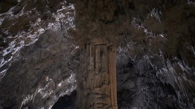 Majestic Limestone Pillar In The Cave