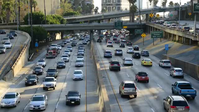 Time Lapse of Traffic on Busy Freeway in Los Angeles