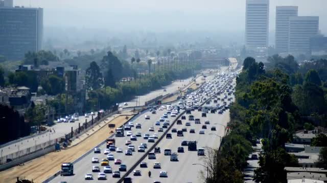 Time Lapse of Traffic on Busy Freeway in Los Angeles