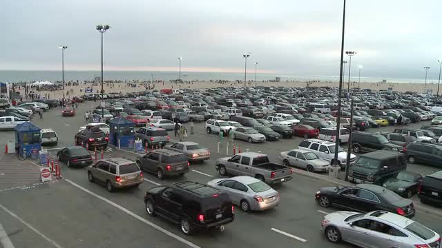 Time Lapse of Busy Parking Lot in Santa Monica