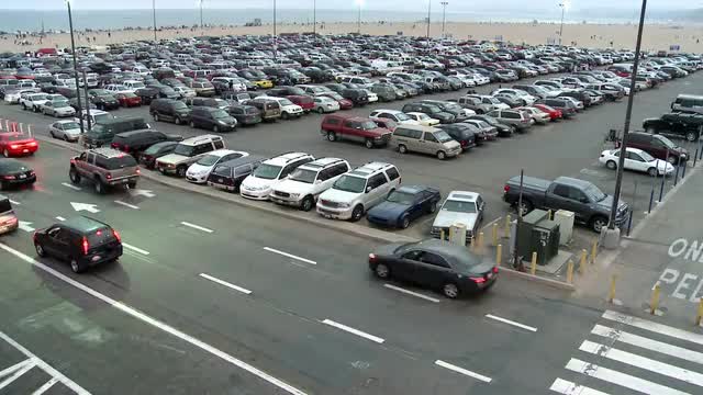 Time Lapse of Busy Parking Lot in Santa Monica