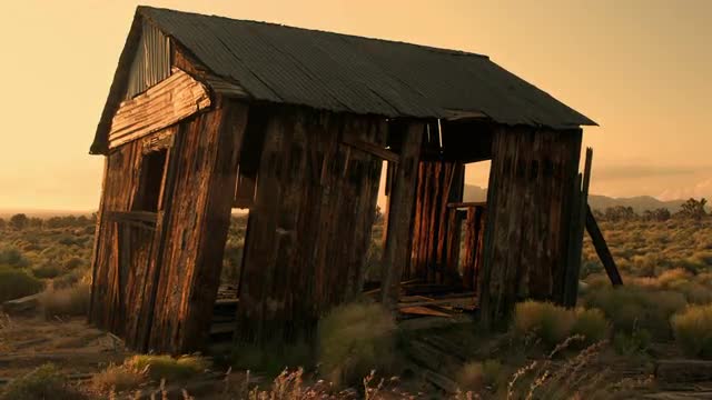 Abandon House at Sunset