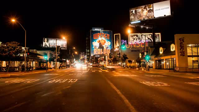 Time Lapse of Traffic on the Sunset Strip - Los Angeles California