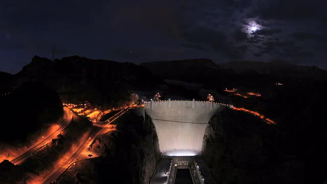 Hoover Dam at Sunset - Time Lapse - Clip 4 of 4