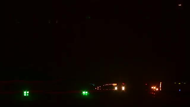 Night departing. Take-off