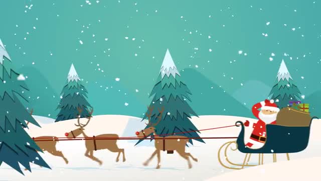 Santa Claus With Reindeers Riding On Snowy Landscape  Christmas Xmas holidays