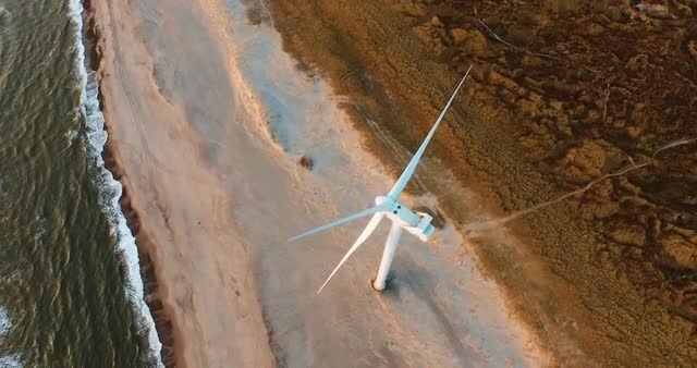 Wind Wheel Topshot At The Beach Sunset Above
