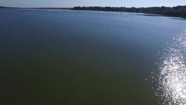 Aerial view of White Rock Lake in Dallas, Texas.