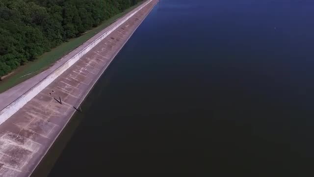 Aerial view of White Rock Lake in Dallas, Texas.