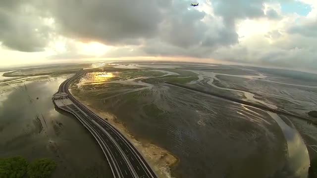 Plane Takeoff at sunrise