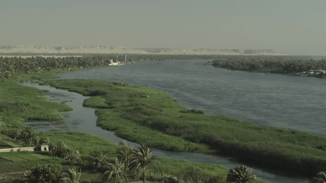 A wide shot of the River Nile at Amarna in Middle Egypt.