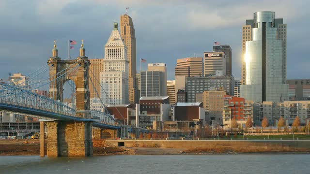 4K Cincinnati Riverfront Skyline 8