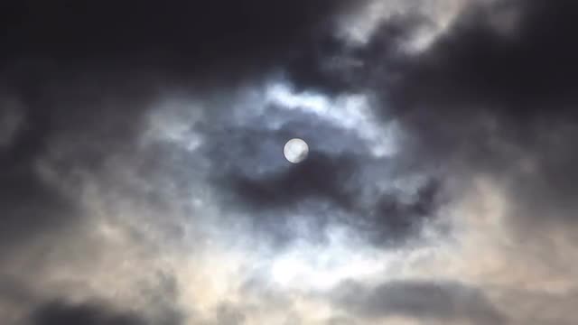 Sun behind overcast cloud 