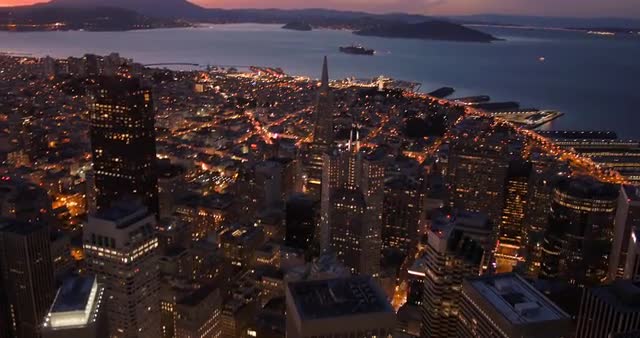 4K San Francisco Aerial Downtown Skyline Night 2