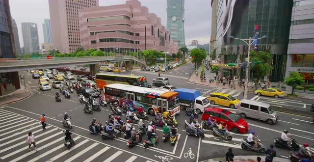 Downtown Taipei Evening Traffic