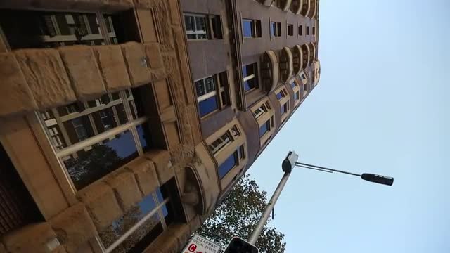 A drive looking up at Sydney's buildings