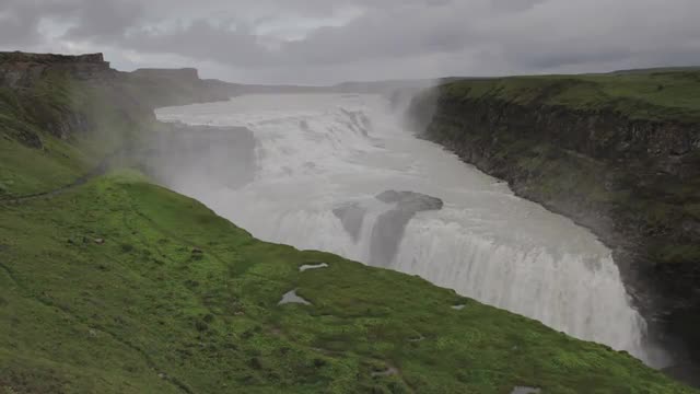 Gulfoss waterfall: front view / slow motion / Iceland
