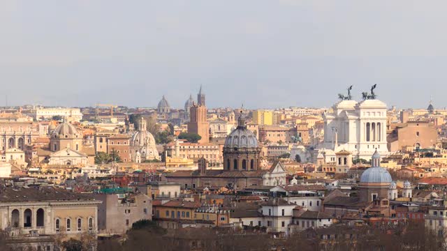 Vittoriano. View from the Gianicolo Hill. Italy. TimeLapse