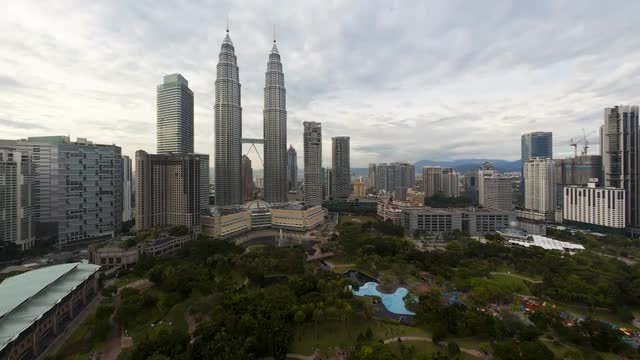 View of the Petronas Twin Towers and KLCC Park, Kuala Lumpur City Centre KLCC, Malaysia, Kuala Lumpu