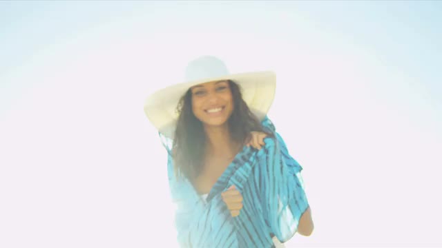 Portrait Smiling Latin American Girl Outdoors 