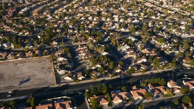 Las Vegas, Nevada, USA - November 26, 2014: Aerial view of Las Vegas suburbs