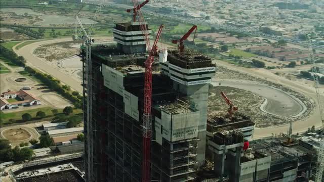 Aerial Dubai Construction Luxury development highrise building UAE