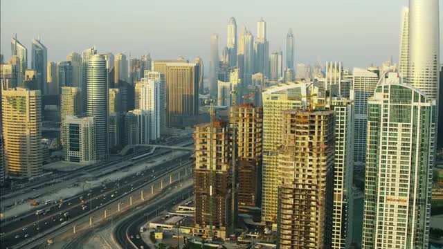 Aerial Dubai Skyline Skyscrapers Sheikh Zayed Road UAE