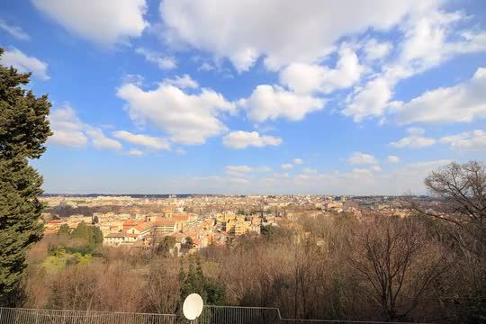 The view from the Janiculum Hill (Gianicolo). Rome. Italy. Time Lapse. 4K+