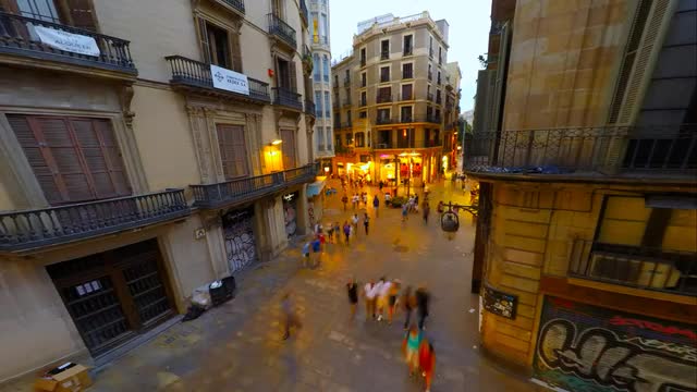 Barcelona Time-lapse of peak tourist season in the old Gothic Quarter.